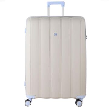 MÇS Büyük Boy Kırılmaz Silikon Seyahat Valizi Bavulu V305 Kemik/BebeMavisi