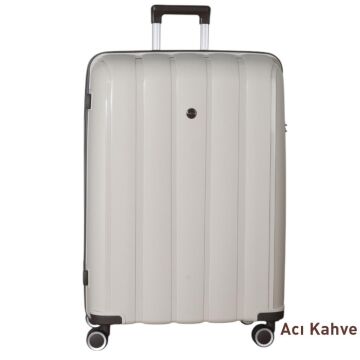Mçs Valiz Büyük Boy Kırılmaz PP Silikon V305 Kemik/AcıKahve