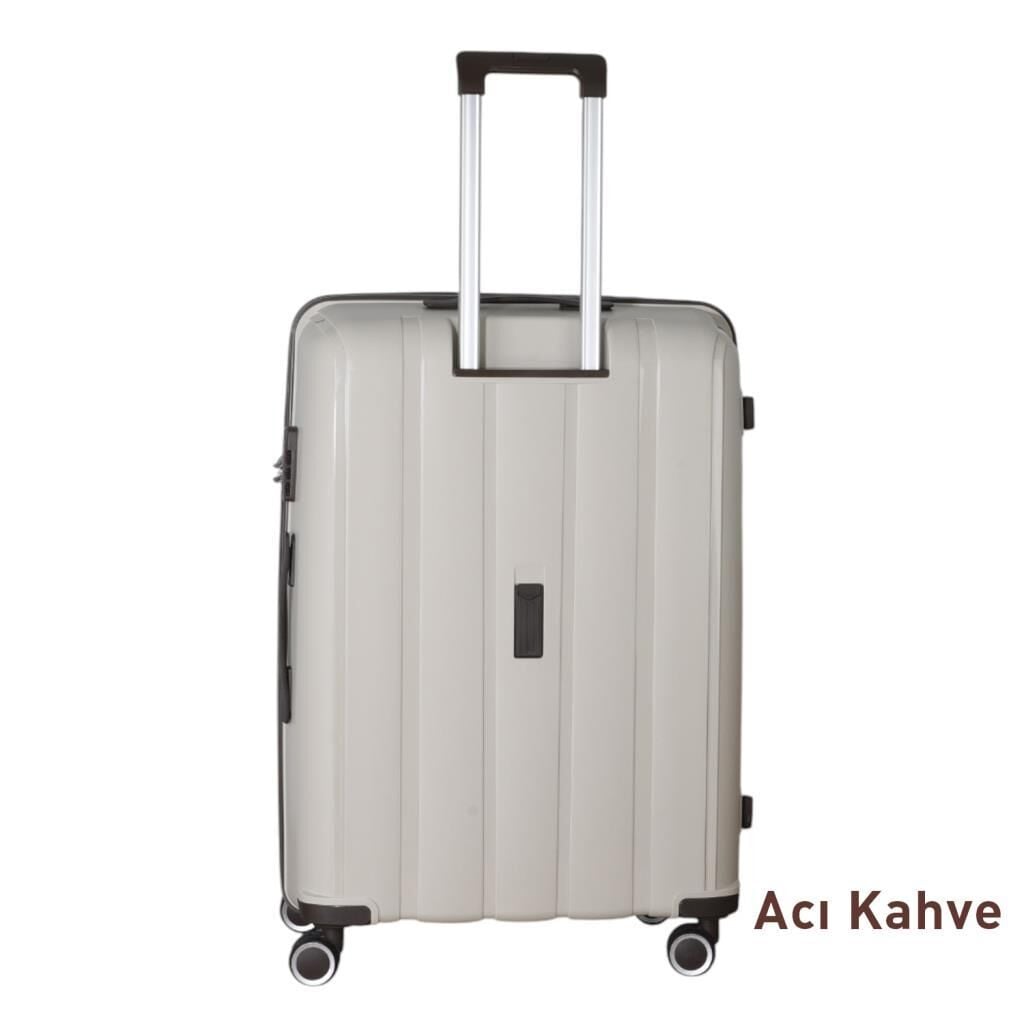 MÇS Büyük Boy Kırılmaz Silikon Seyahat Valizi Bavulu V305 Kemik/AcıKahve