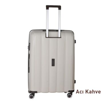 MÇS Büyük Boy Kırılmaz Silikon Seyahat Valizi Bavulu V305 Kemik/AcıKahve