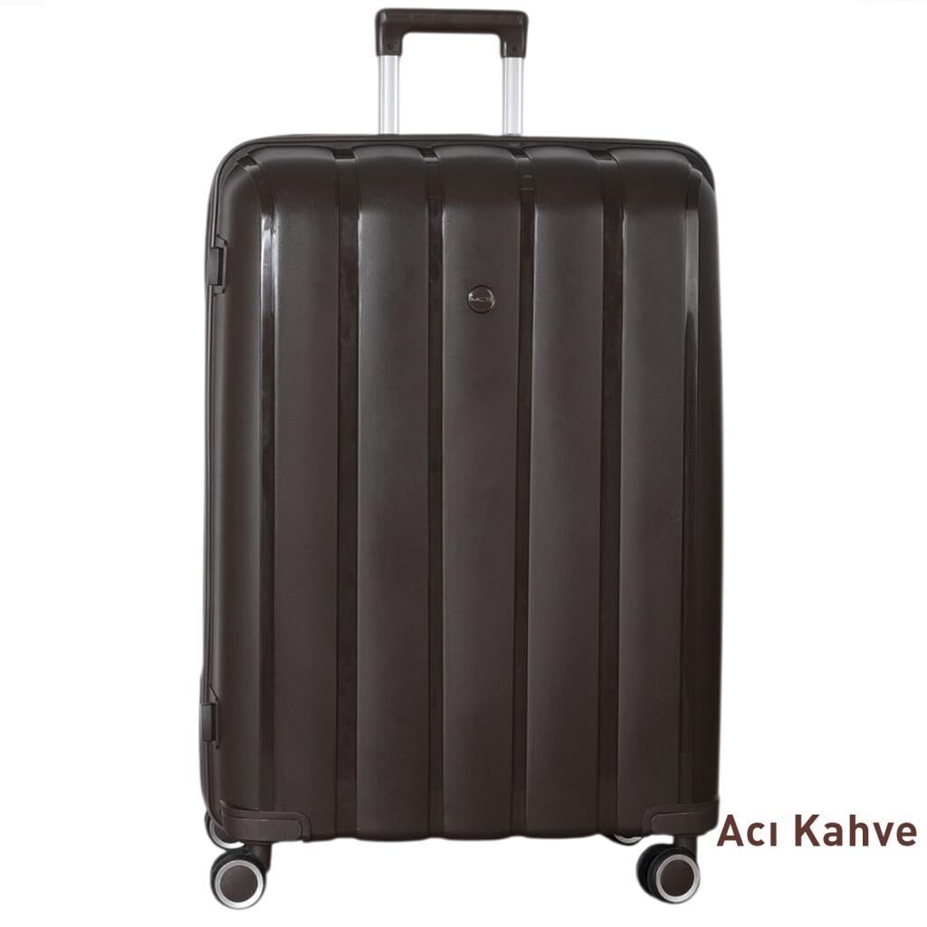 Mçs Valiz Büyük Boy Kırılmaz PP Silikon V305 Acı Kahve