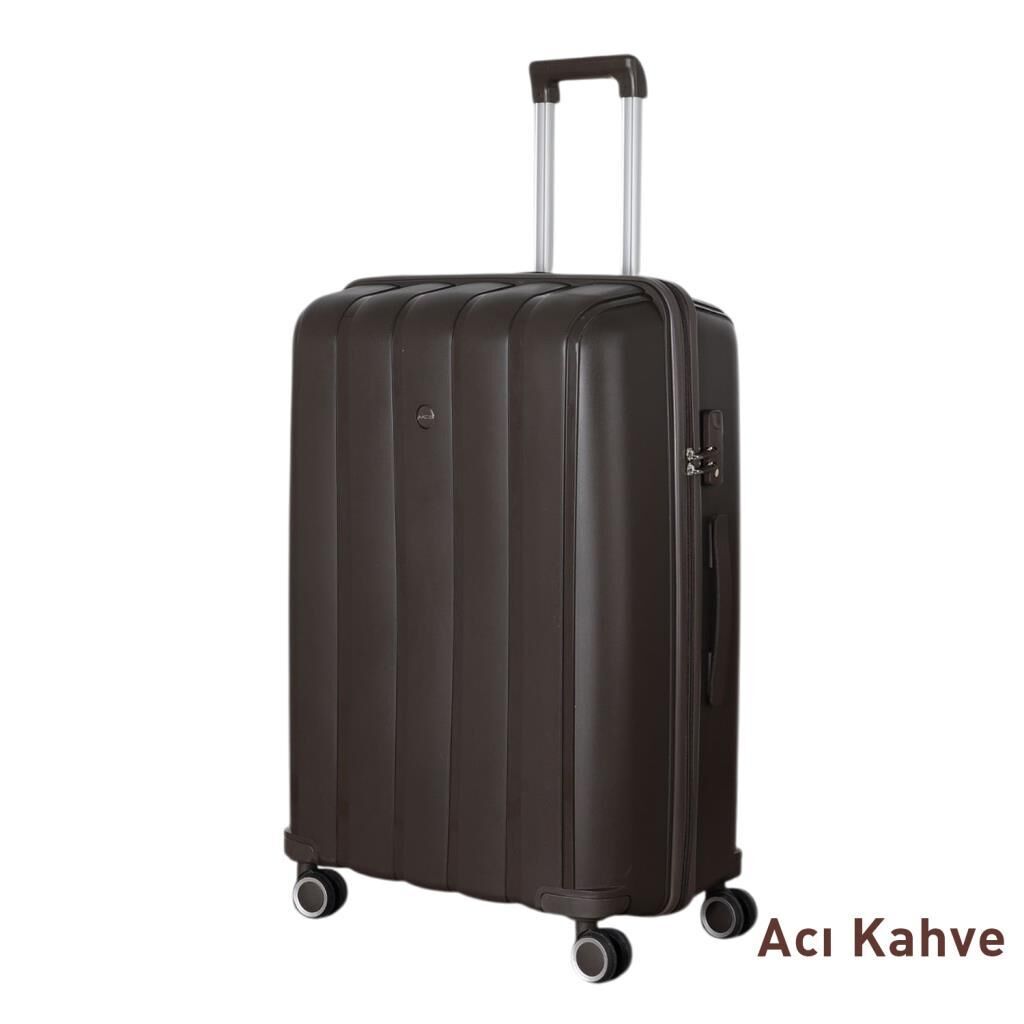 Mçs Valiz Büyük Boy Kırılmaz PP Silikon V305 Acı Kahve