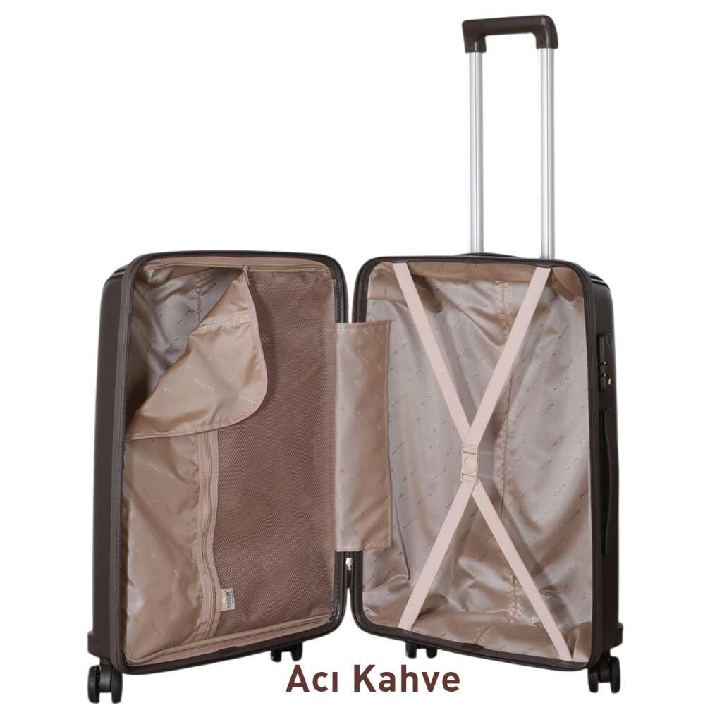 Mçs Valiz Büyük Boy Kırılmaz PP Silikon V305 Acı Kahve