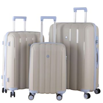 MÇS 3lü Set Kırılmaz Silikon Seyahat Valizi Bavulu V305 Kemik/Bebe Mavisi