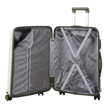 MÇS 3lü Set Kırılmaz Silikon Seyahat Valizi Bavulu V305 Kemik/Haki