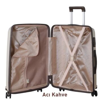 Mçs Valiz 3lü Set Kırılmaz Silikon Kemik/AcıKahve