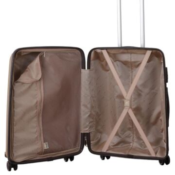 MÇS 3lü Set Kırılmaz Silikon Seyahat Valizi Bavulu V305 Şampanya/AcıKahve