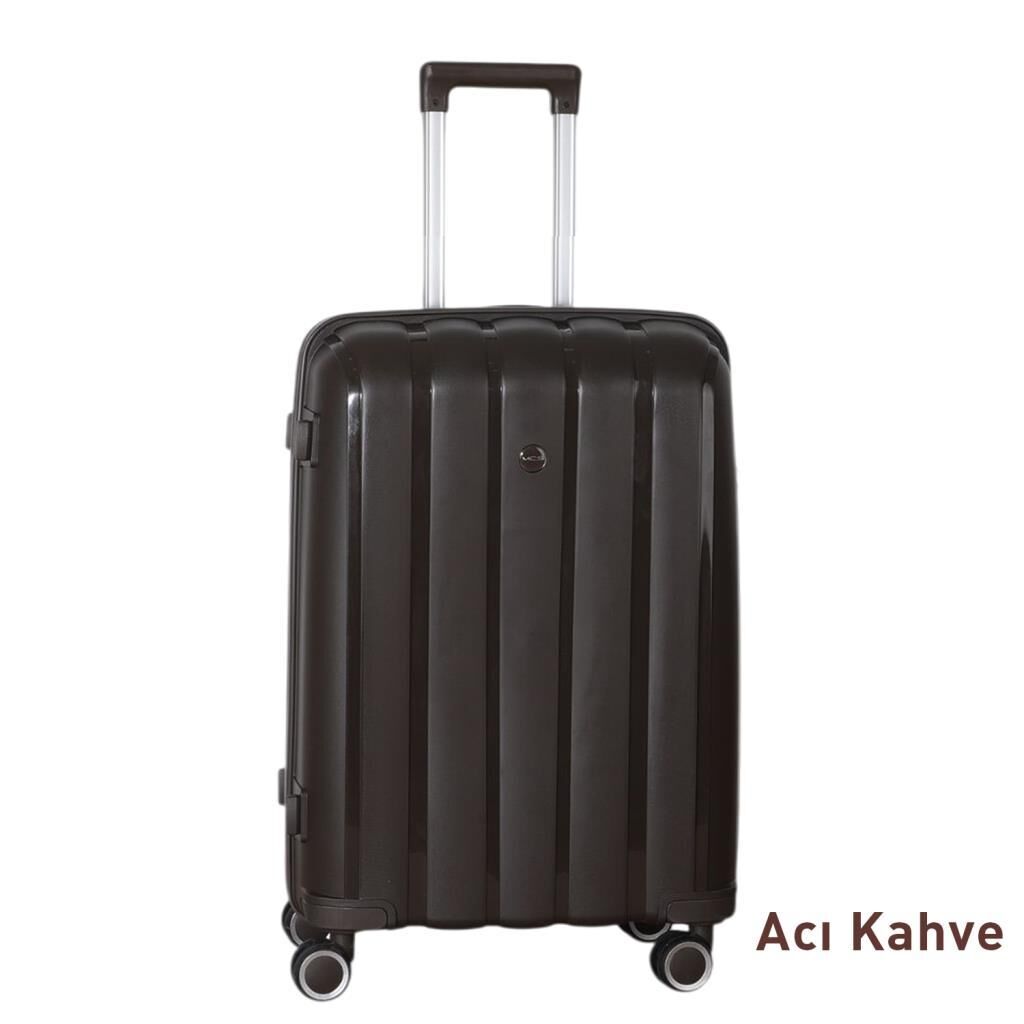 MÇS 3lü Set Kırılmaz Silikon Valiz Bavul V305 Acı Kahve