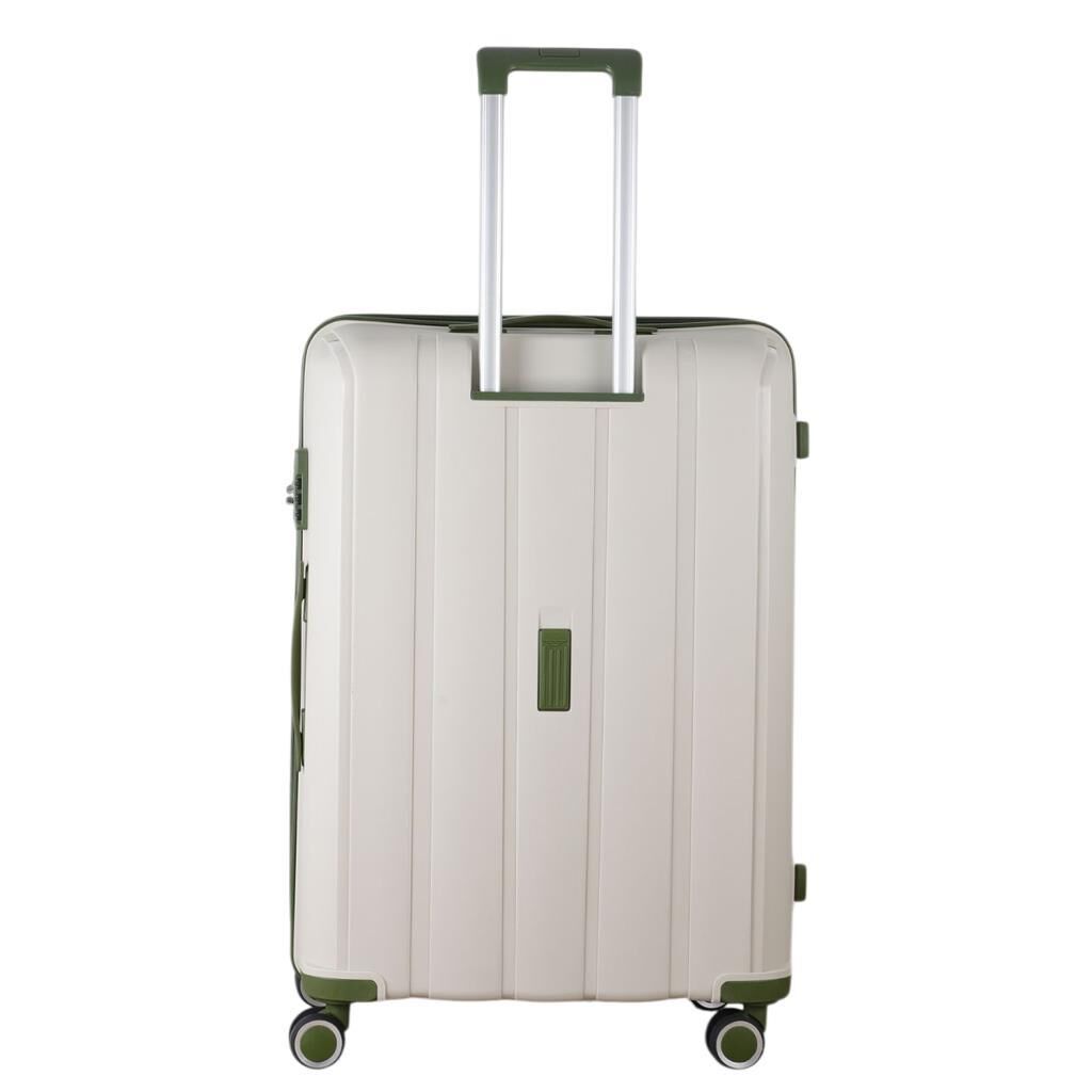 MÇS Bavul Büyük ve Orta 2li Set Kırılmaz Silikon Valiz V305 Kemik/Haki