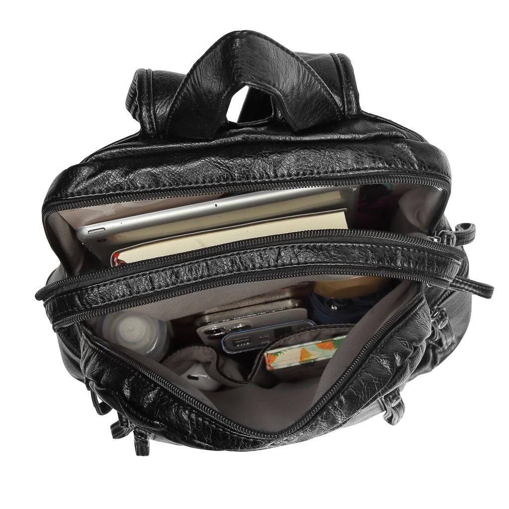 Yıkama Deri Orta Boy Kadın Sırt Çantası 21-K Barcelona 1846 K.Yeşil