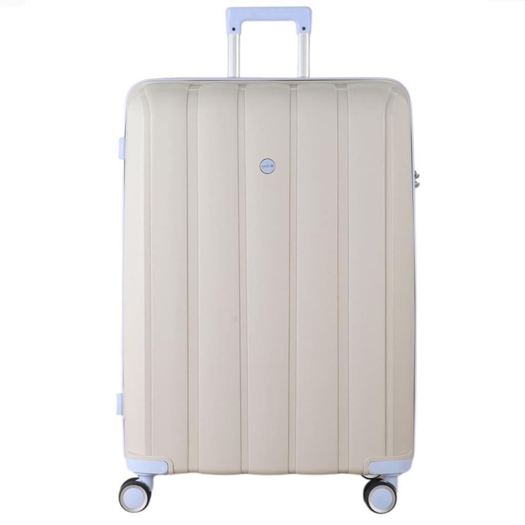 MÇS Bavul Büyük ve Orta 2li Set Kırılmaz Silikon Valiz V305 Kemik/BebeMavisi