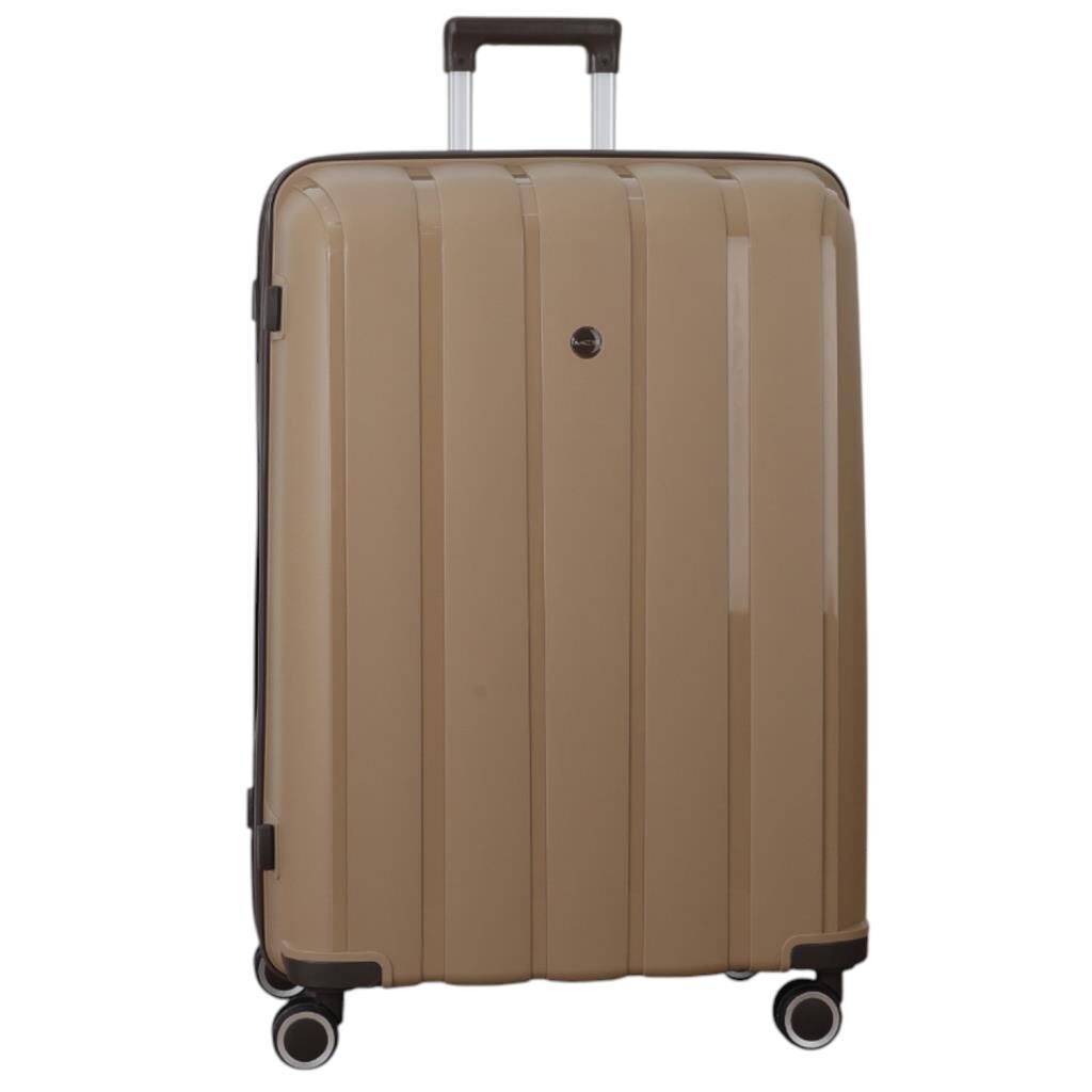 MÇS Bavul Büyük ve Kabin 2li Set Kırılmaz Silikon Valiz V305 Şampanya/AcıKahve