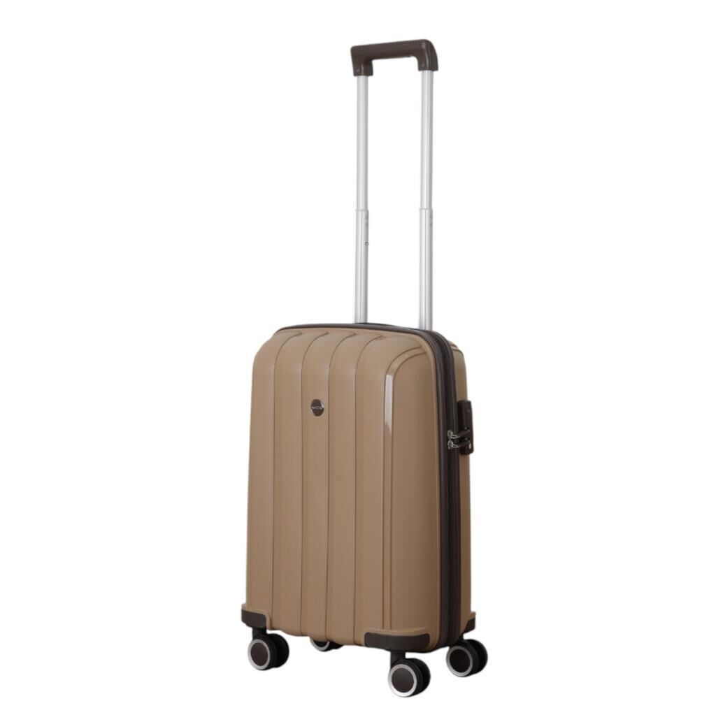 MÇS Bavul Büyük ve Kabin 2li Set Kırılmaz Silikon Valiz V305 Şampanya/AcıKahve