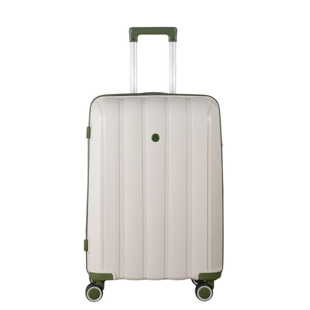 MÇS Bavul Orta ve Kabin 2li Set Kırılmaz Silikon Valiz V305 Kemik/Haki