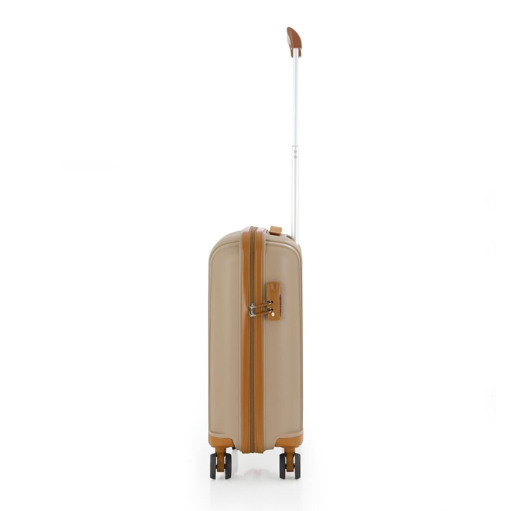 MÇS Bavul Orta ve Kabin 2li Set Kırılmaz Silikon Valiz V305 Şampanya/Hardal