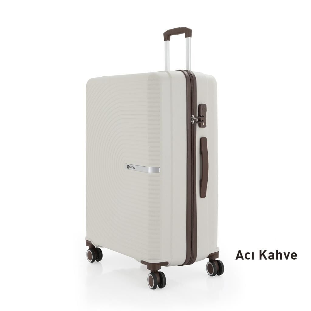 MÇS Büyük Boy Kırılmaz Silikon Seyahat Valizi Bavulu V374 Kemik/AcıKahve