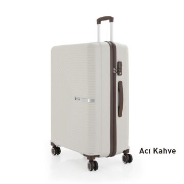 Mçs Valiz Büyük Boy Kırılmaz PP Silikon V374 Kemik/AcıKahve