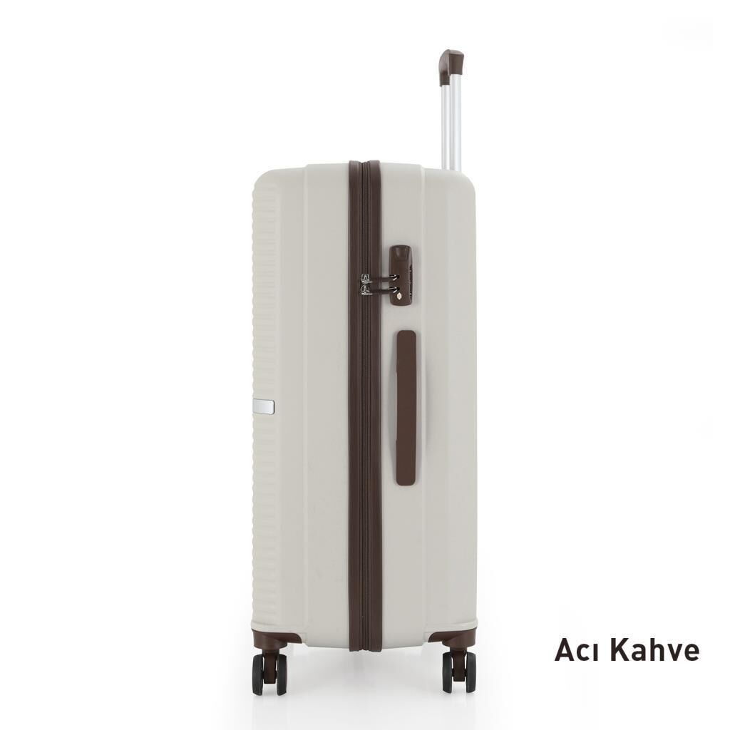 MÇS Büyük Boy Kırılmaz Silikon Seyahat Valizi Bavulu V374 Kemik/AcıKahve