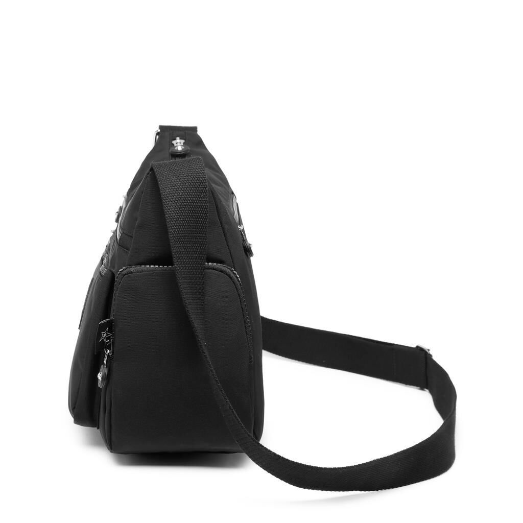 1115 Krinkıl Kumaş Bayan Omuz Çantası Smart Bags Siyah