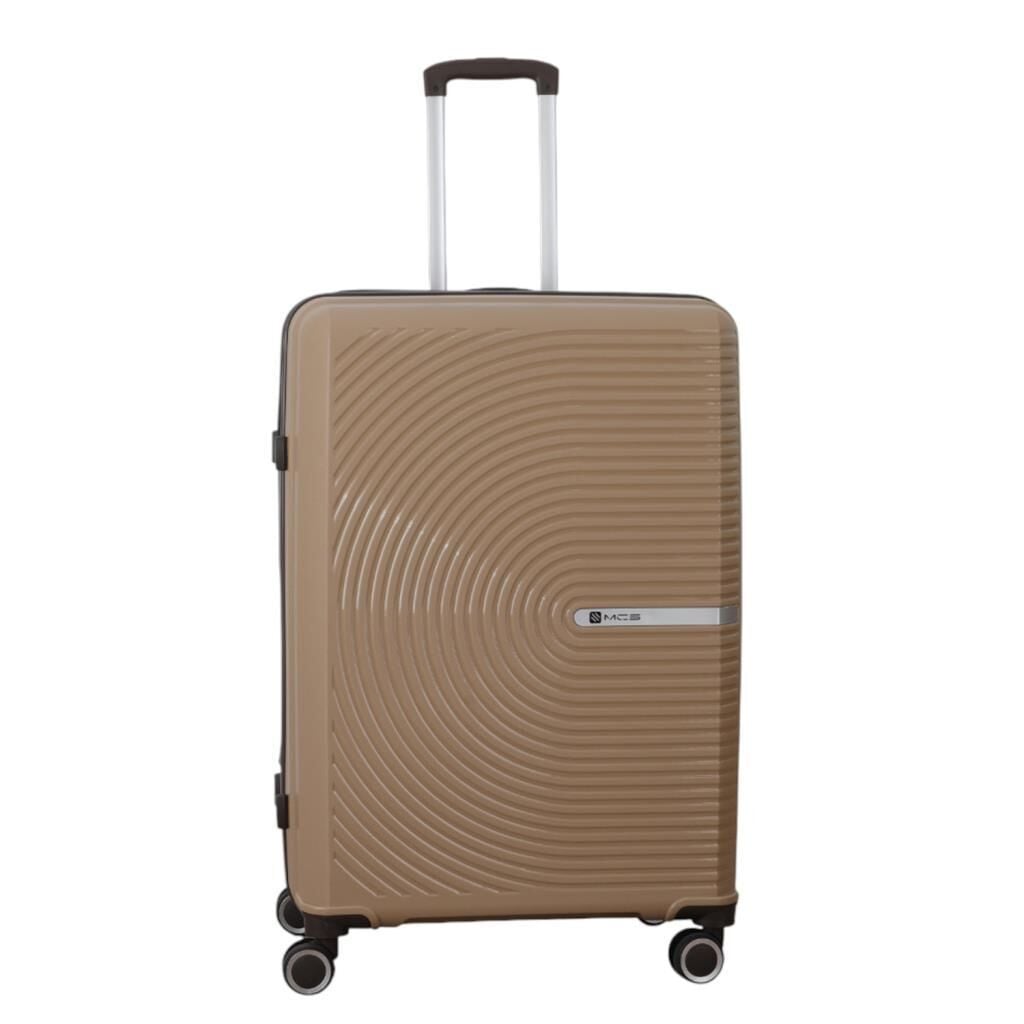 MÇS Büyük Boy Kırılmaz Silikon Seyahat Valizi Bavulu V374 Şampanya/AcıKahve