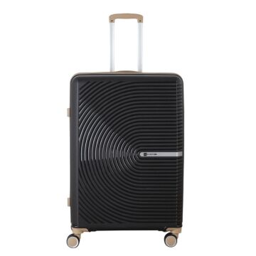 MÇS Büyük Boy Kırılmaz Silikon Seyahat Valizi Bavulu V374 Siyah/Şampanya