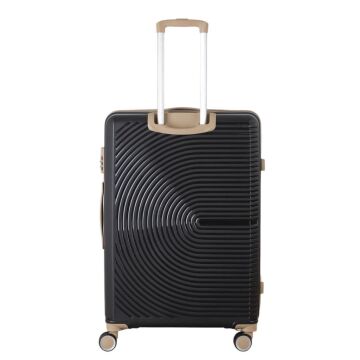 MÇS Büyük Boy Kırılmaz Silikon Seyahat Valizi Bavulu V374 Siyah/Şampanya