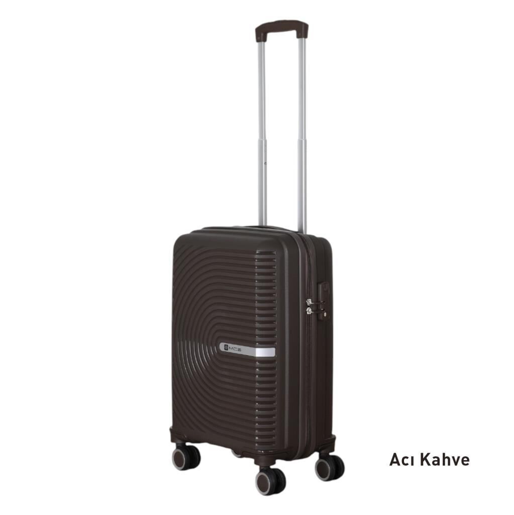 Mçs Valiz Kabin Boy Kırılmaz PP Silikon V374 Acı Kahve
