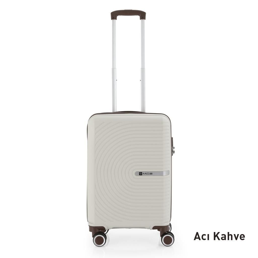 Mçs Valiz Kabin Boy Kırılmaz PP Silikon V374 Kemik/AcıKahve