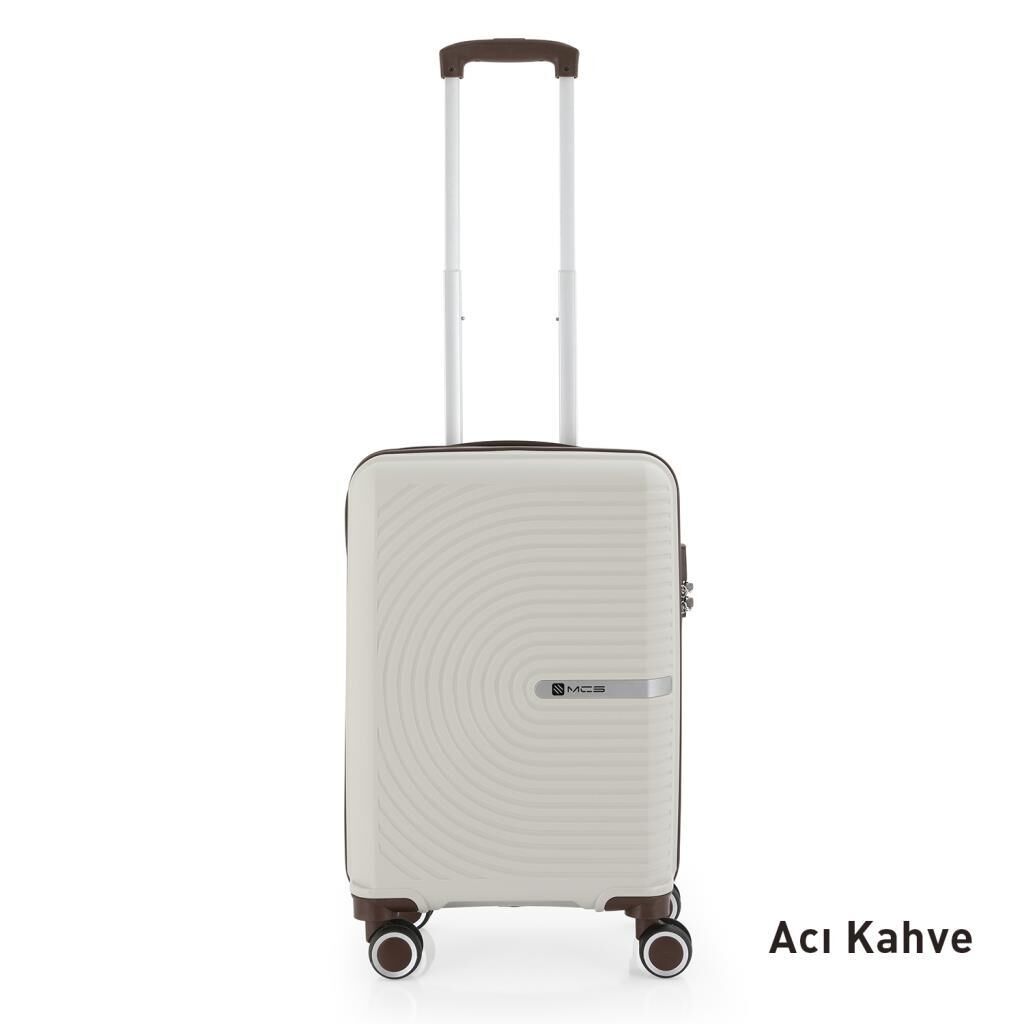 Mçs Valiz Kabin Boy Kırılmaz PP Silikon V374 Kemik/AcıKahve