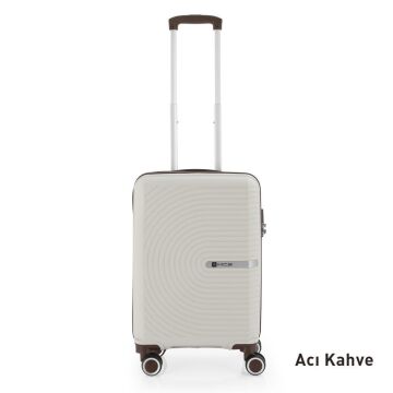 MÇS Kabin Boy Kırılmaz Silikon Seyahat Valizi Bavulu V374 Kemik/AcıKahve