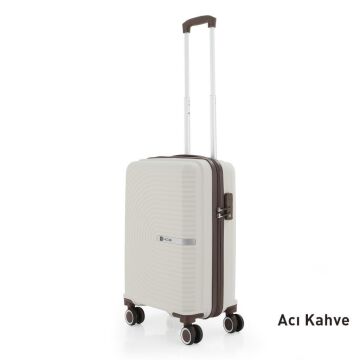Mçs Valiz Kabin Boy Kırılmaz PP Silikon V374 Kemik/AcıKahve