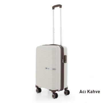 Mçs Valiz Kabin Boy Kırılmaz PP Silikon V374 Kemik/AcıKahve