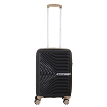 MÇS Kabin Boy Kırılmaz Silikon Seyahat Valizi Bavulu V374 Siyah/Şampanya