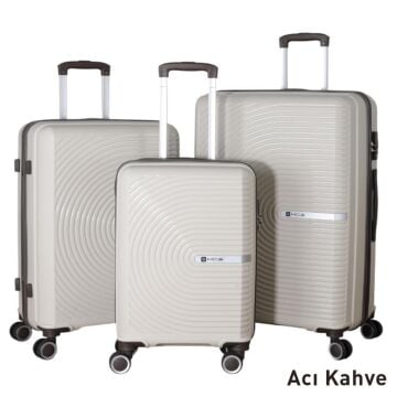 Mçs Valiz 3lü Set Kırılmaz PP Silikon Kemik/AcıKahve