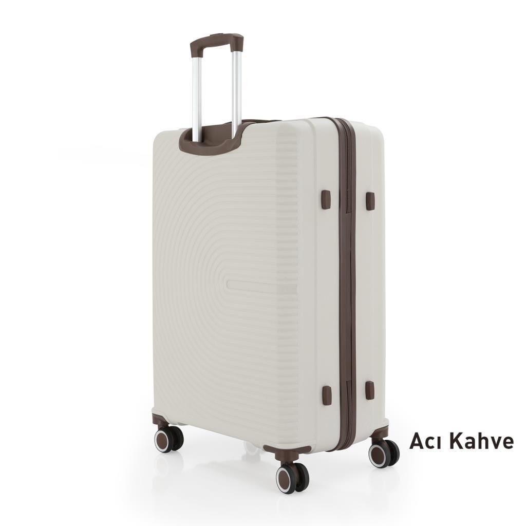 MÇS 3lü Set Kırılmaz Silikon Seyahat Valizi Bavulu V374 Kemik/AcıKahve