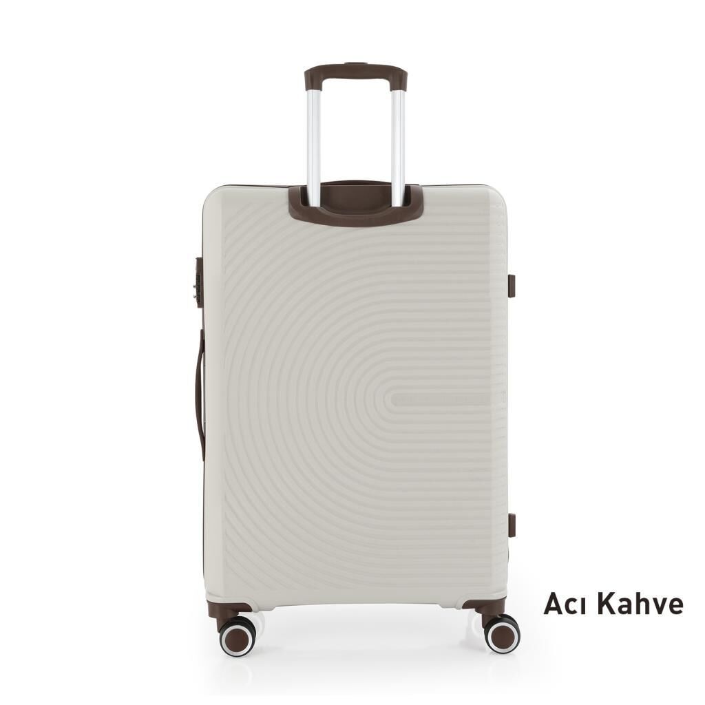 MÇS 3lü Set Kırılmaz Silikon Seyahat Valizi Bavulu V374 Kemik/AcıKahve