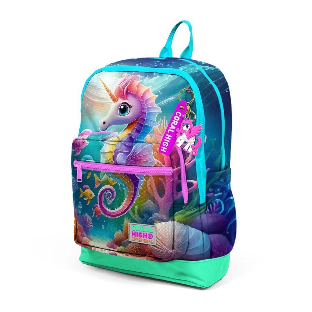 Coral High Büyük Boy Okul Sırt Çantası Denizatı Desenli 23772