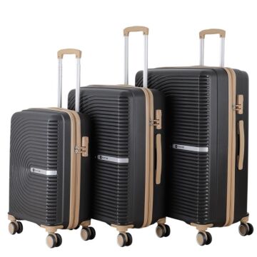 Mçs Valiz 3lü Set Kırılmaz PP Silikon Siyah/Şampanya