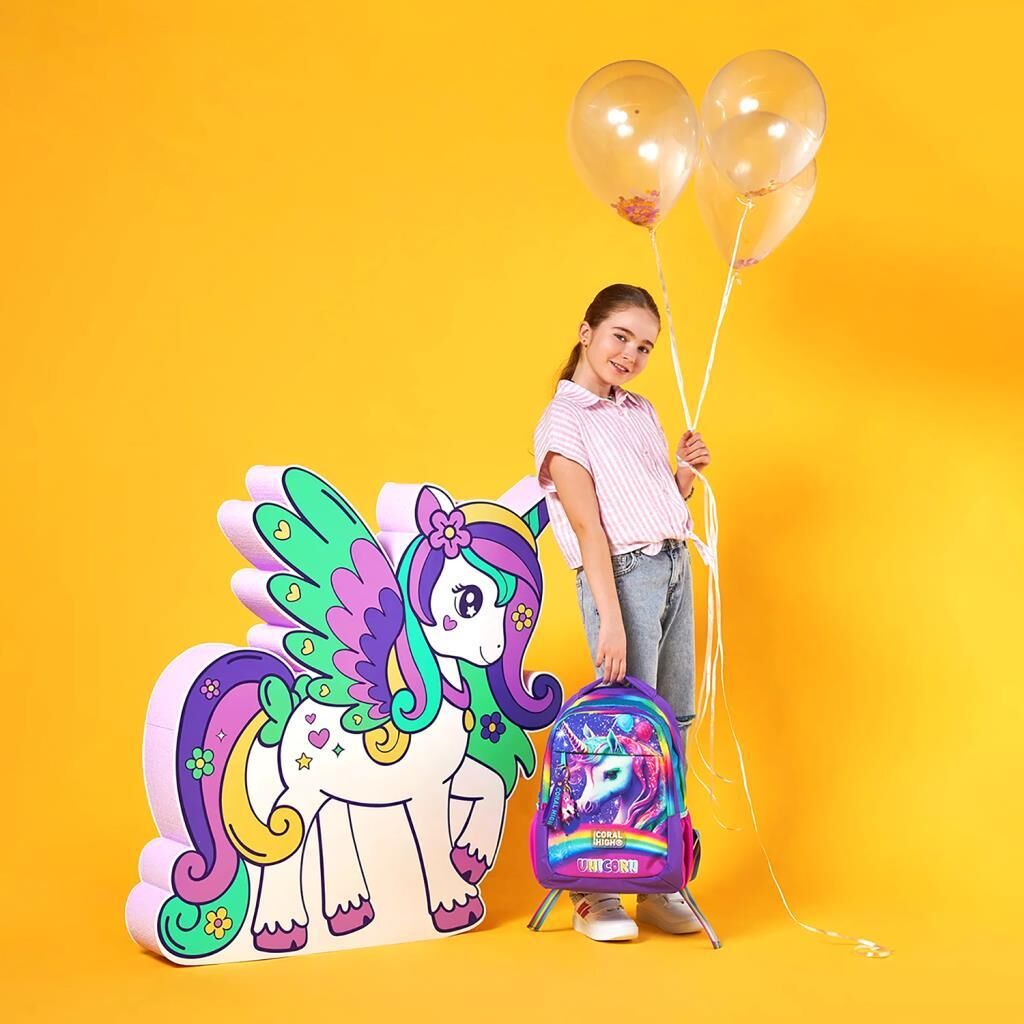 Coral High Büyük Boy Okul Sırt Çantası Simli Unicorn Desenli 23663