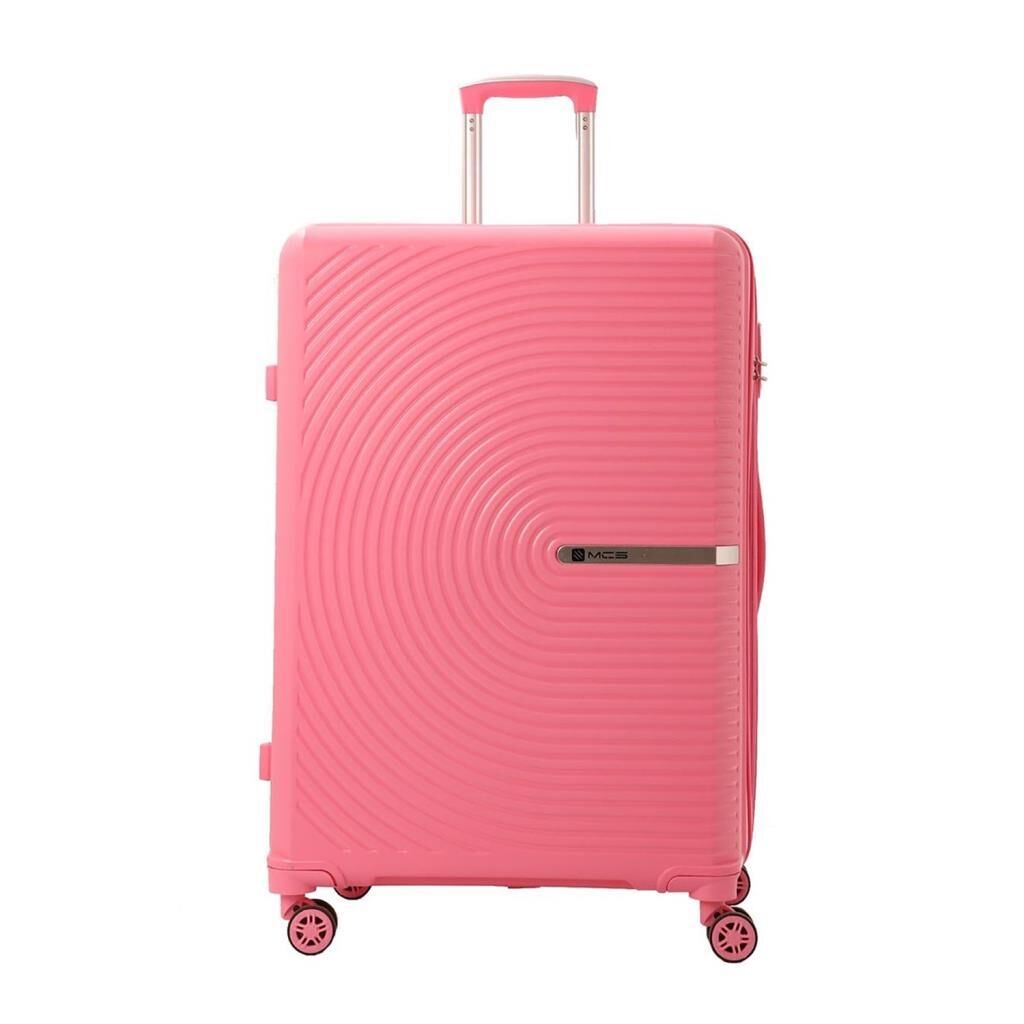 MÇS Bavul Orta ve Kabin 2li Set Kırılmaz Silikon Valiz V374 Pembe