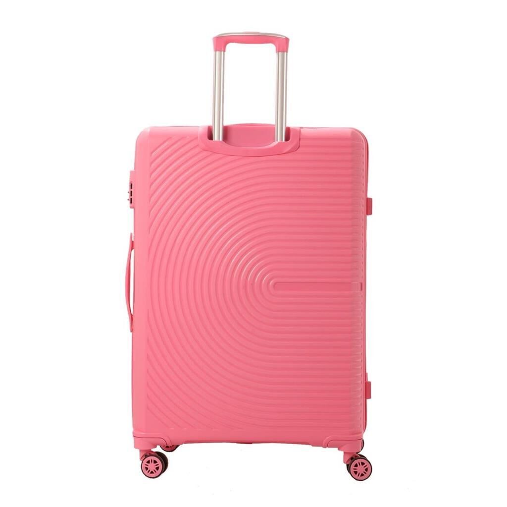 MÇS Bavul Orta ve Kabin 2li Set Kırılmaz Silikon Valiz V374 Pembe