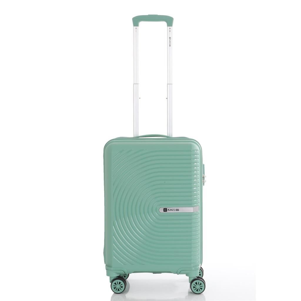 MÇS Bavul Orta ve Kabin 2li Set Kırılmaz Silikon Valiz V374 Su Yeşili