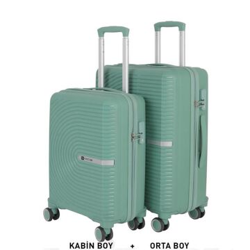 Mçs Valiz Orta ve Kabin Kırılmaz PP Silikon Su Yeşili