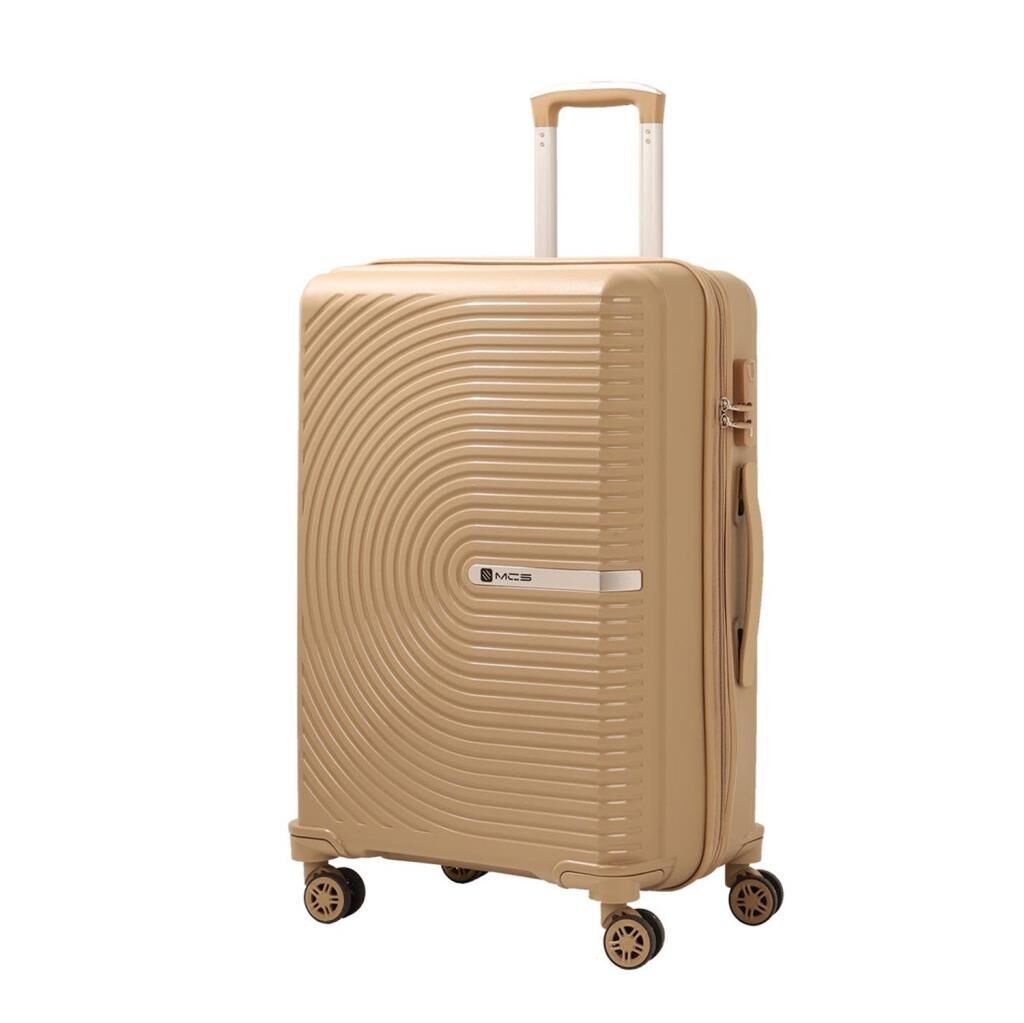 MÇS Bavul Orta ve Kabin 2li Set Kırılmaz Silikon Valiz V374 Şampanya
