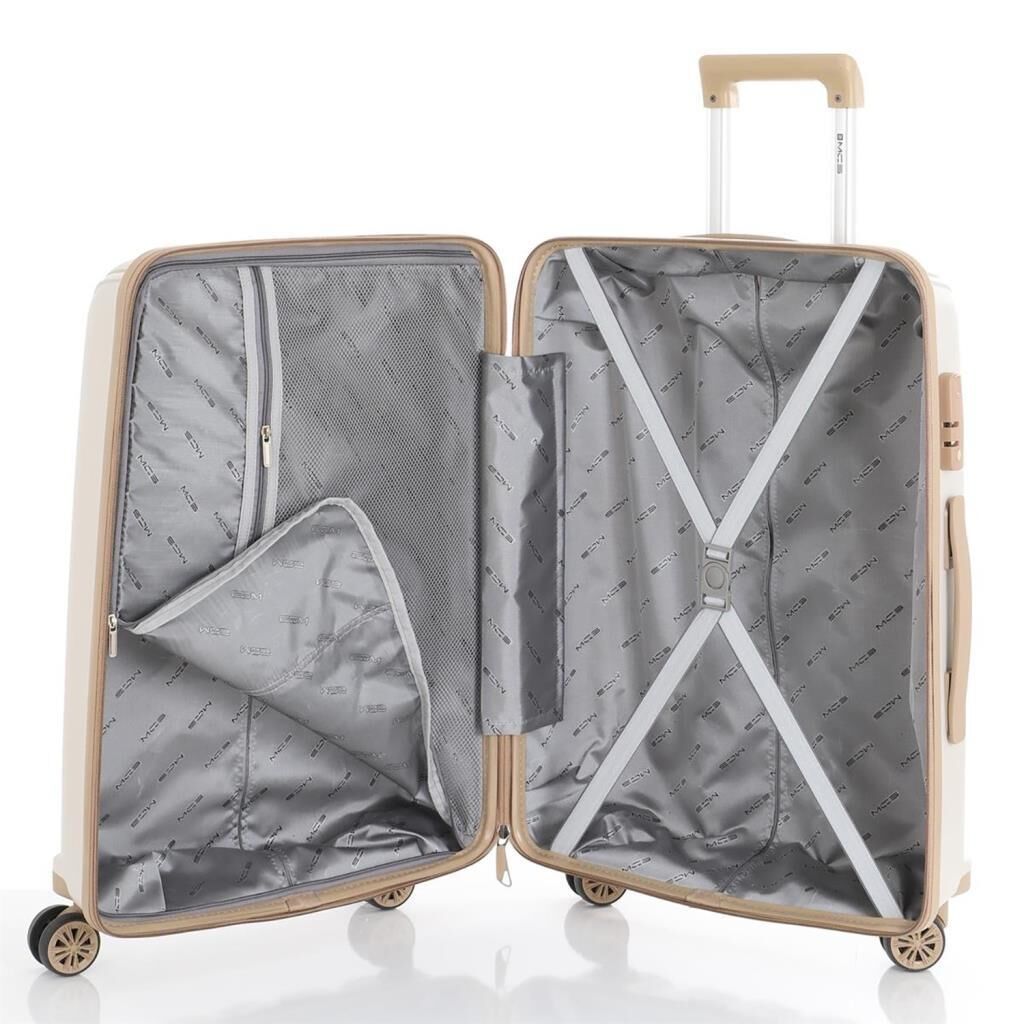 MÇS 3lü Set Kırılmaz Silikon Seyahat Valizi Bavulu V305 Kemik Şampanya