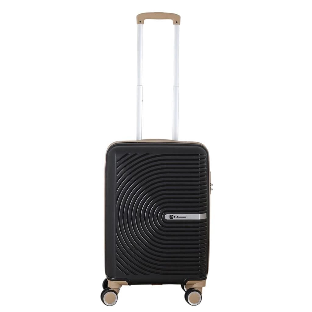 MÇS Bavul Orta ve Kabin 2li Set Kırılmaz Silikon Valiz V374 Siyah/Şampanya