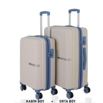 Mçs Valiz Orta ve Kabin Kırılmaz PP Silikon Kemik/SkyBlue