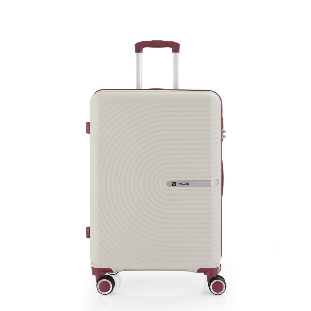 MÇS Bavul Orta ve Kabin 2li Set Kırılmaz Silikon Valiz V374 Kemik/Mürdüm