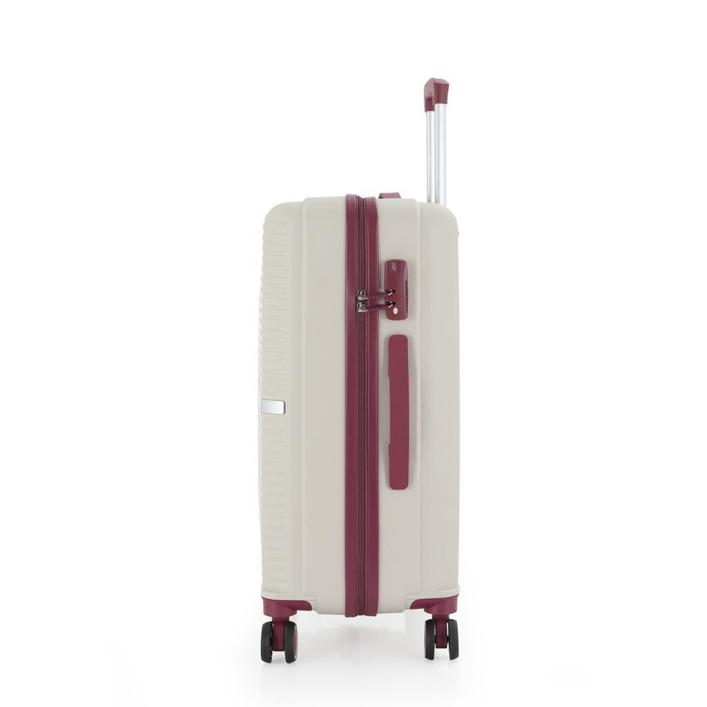 MÇS Bavul Orta ve Kabin 2li Set Kırılmaz Silikon Valiz V374 Kemik/Mürdüm