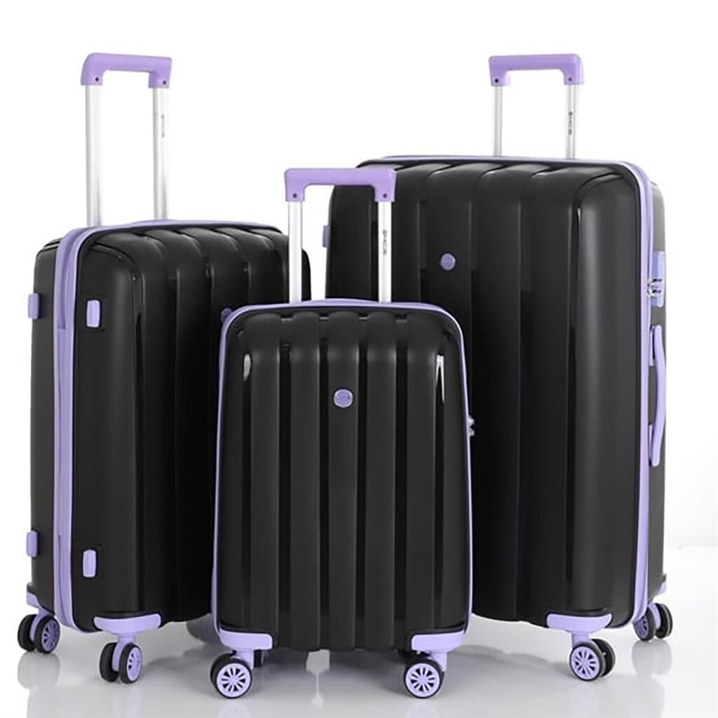 MÇS 3lü Set Kırılmaz Silikon Seyahat Valizi Bavulu V305 Siyah Lila